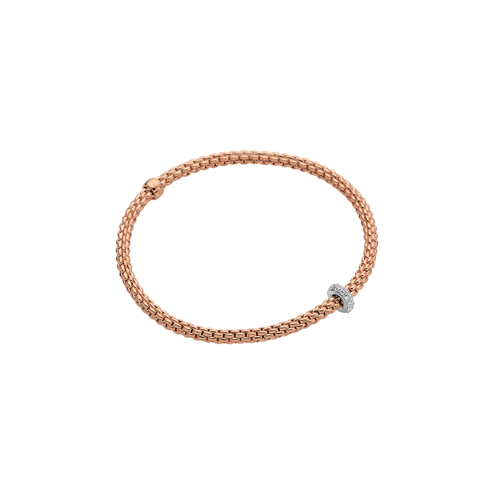 Prima Flex'It 18ct Rose Gold Bracelet With A Pavé Diamond Rondel
