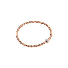 Prima Flex'It 18ct Rose Gold Bracelet With A Pavé Diamond Rondel