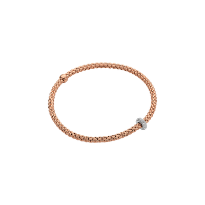 Prima Flex'It 18ct Rose Gold Bracelet With A Pavé Diamond Rondel