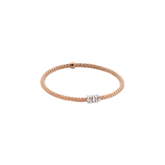Prima Flex'It 18ct Rose Gold Bracelet With Five Diamond Set Rondels