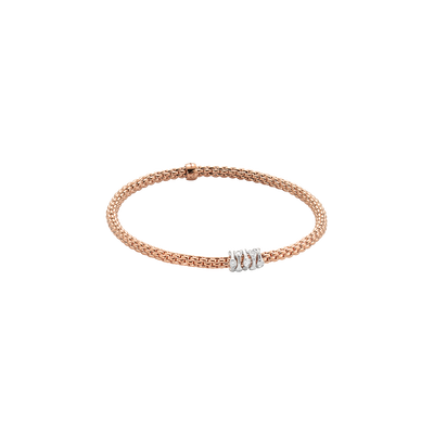 Prima Flex'It 18ct Rose Gold Bracelet With Five Diamond Set Rondels