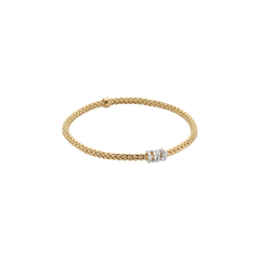 Prima Flex'It 18ct Yellow Gold Bracelet With Five Diamond Set Rondels