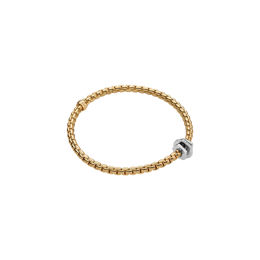 Eka Flex'It 18ct Yellow Gold Bracelet With Three Pavé Diamond Rondels
