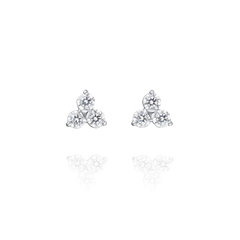Trefoil 0.95cts Diamond Platinum Earrings