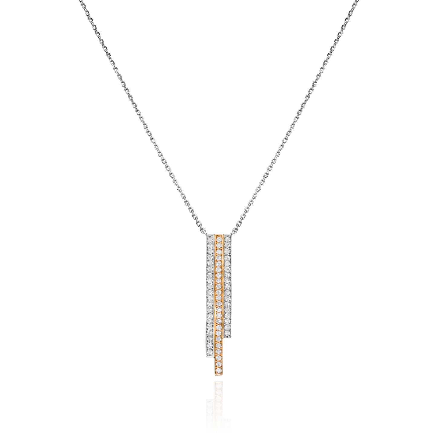 Skyline Three Row Platinum and 18ct Rose Gold Pendant