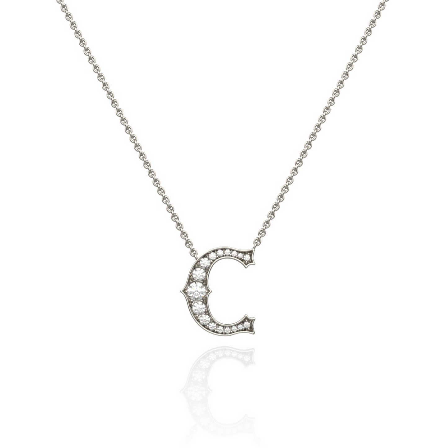 Platinum Diamond Set Initial Pendant