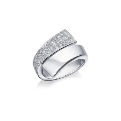 Half Pavé Set Diamond Platinum Infinity Ring