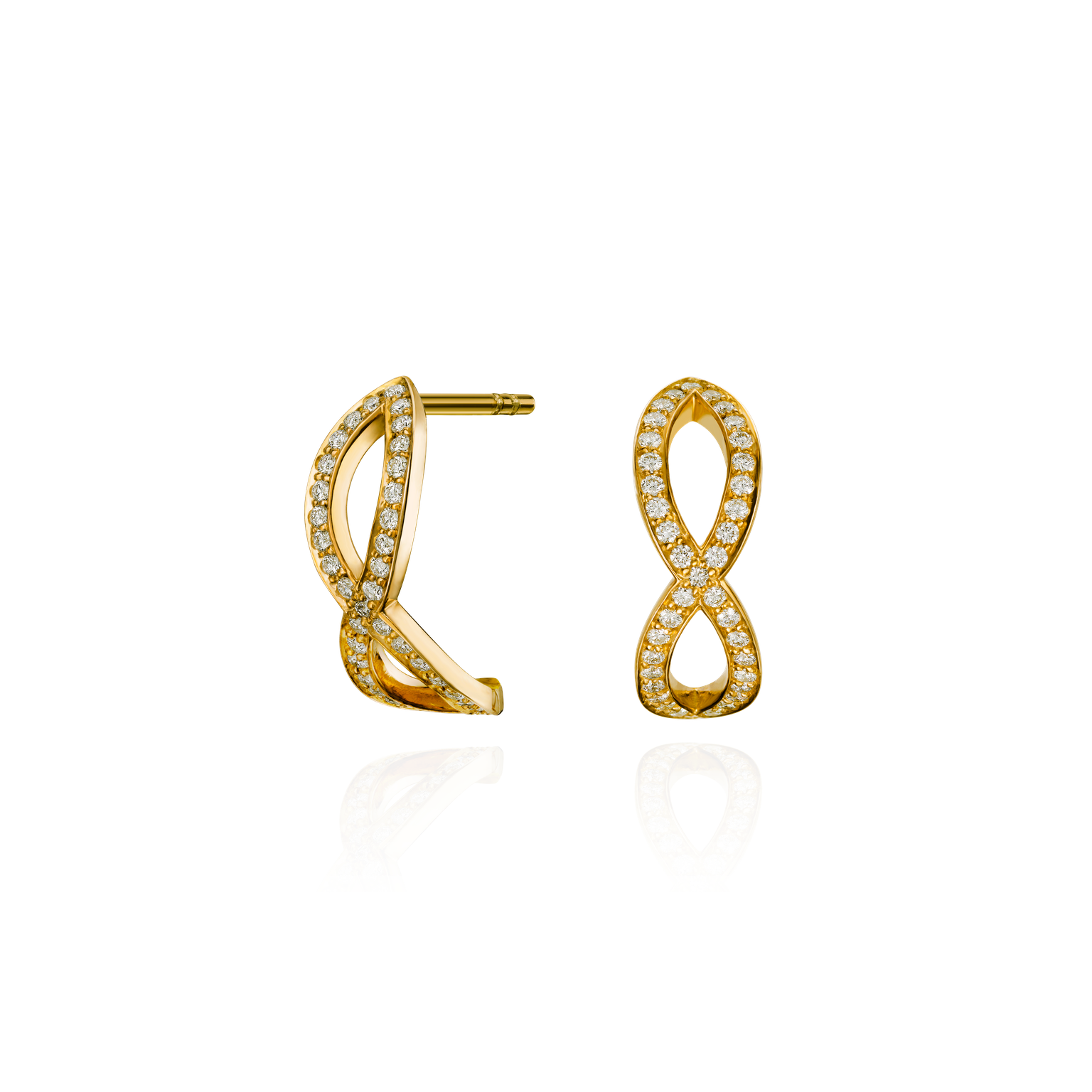 Skyline Collection Diamond Set 18ct Yellow Gold Crossover Earrings