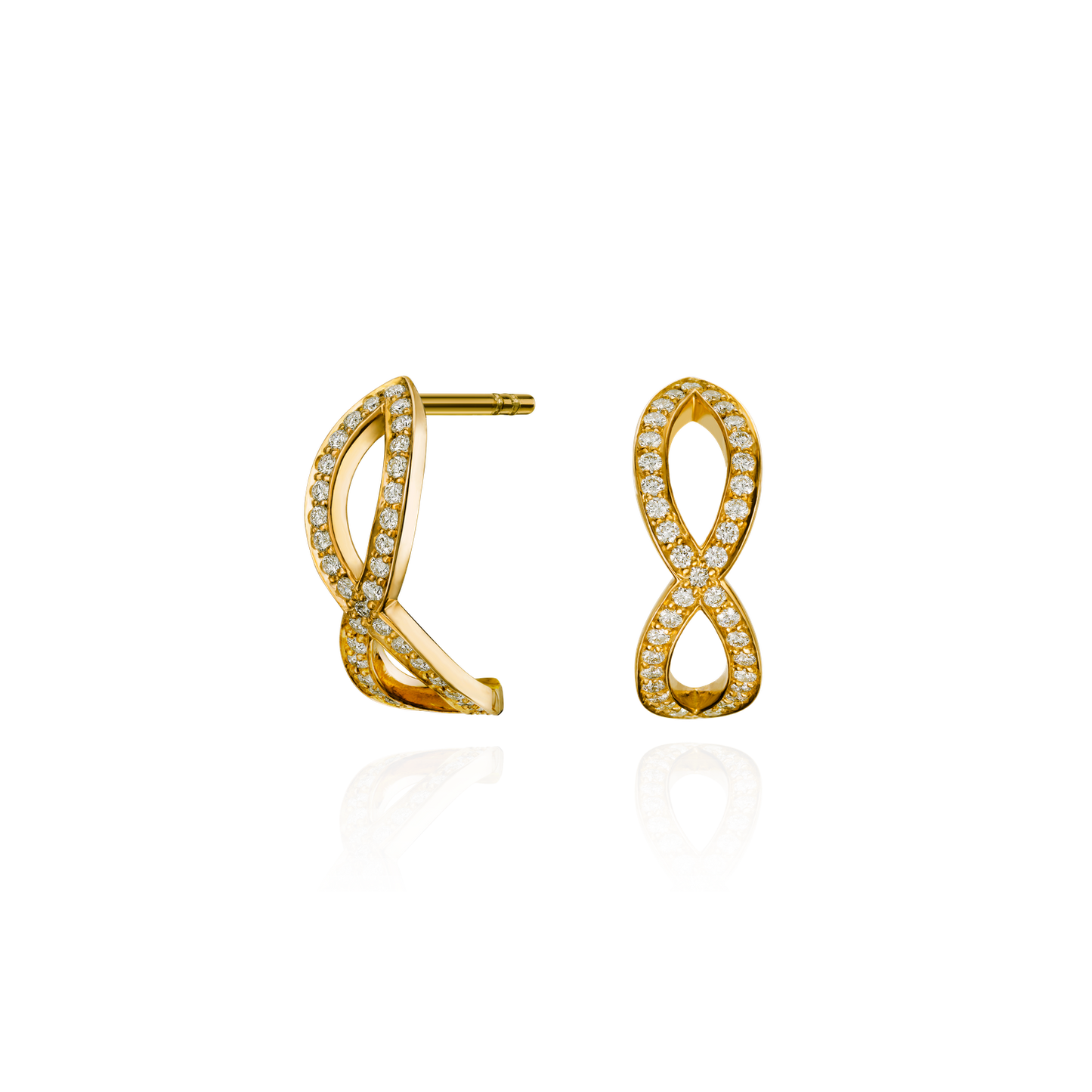 Skyline Collection Diamond Set 18ct Yellow Gold Crossover Earrings