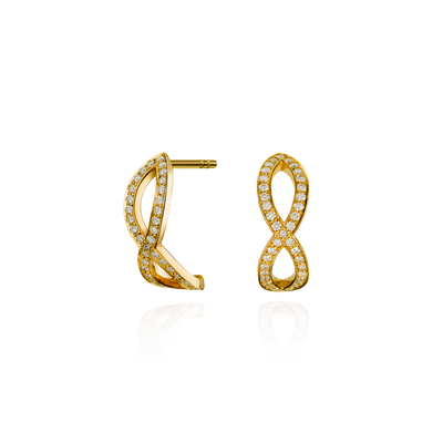 Skyline Collection Diamond Set 18ct Yellow Gold Crossover Earrings