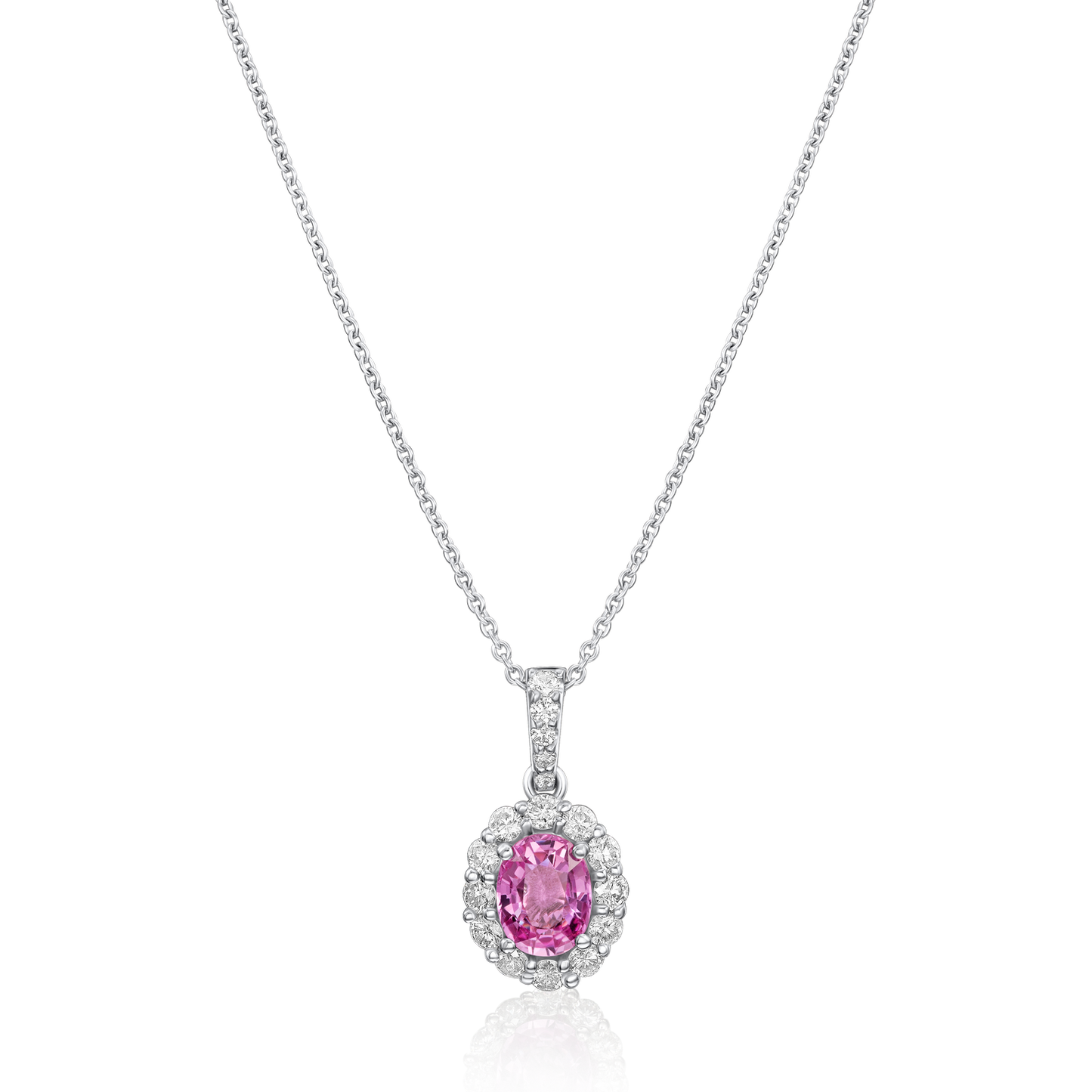 1.63cts Pink Sapphire and Diamond Cluster Pendant