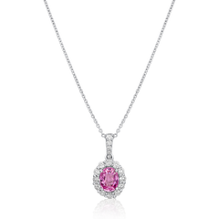 1.63cts Pink Sapphire and Diamond Cluster Pendant