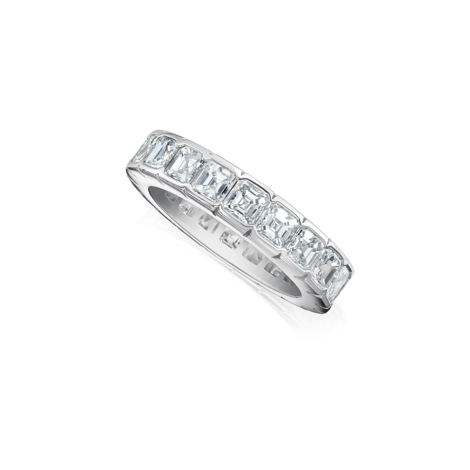 5.10cts Square Emerald Cut Diamond Full Eternity Ring