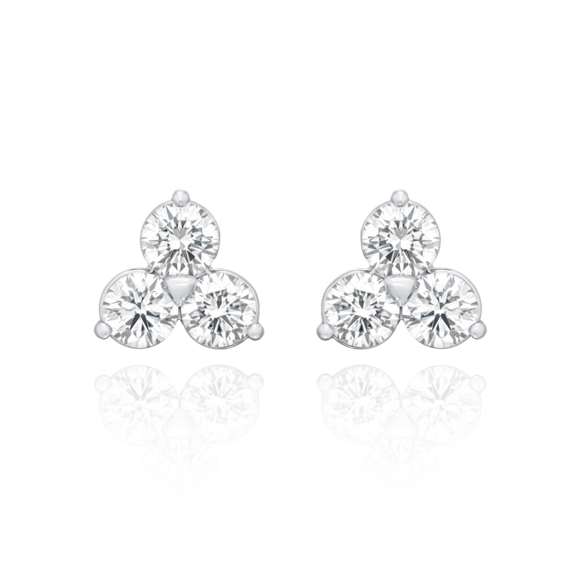 Trefoil 6.06cts Platinum Diamond Earrings