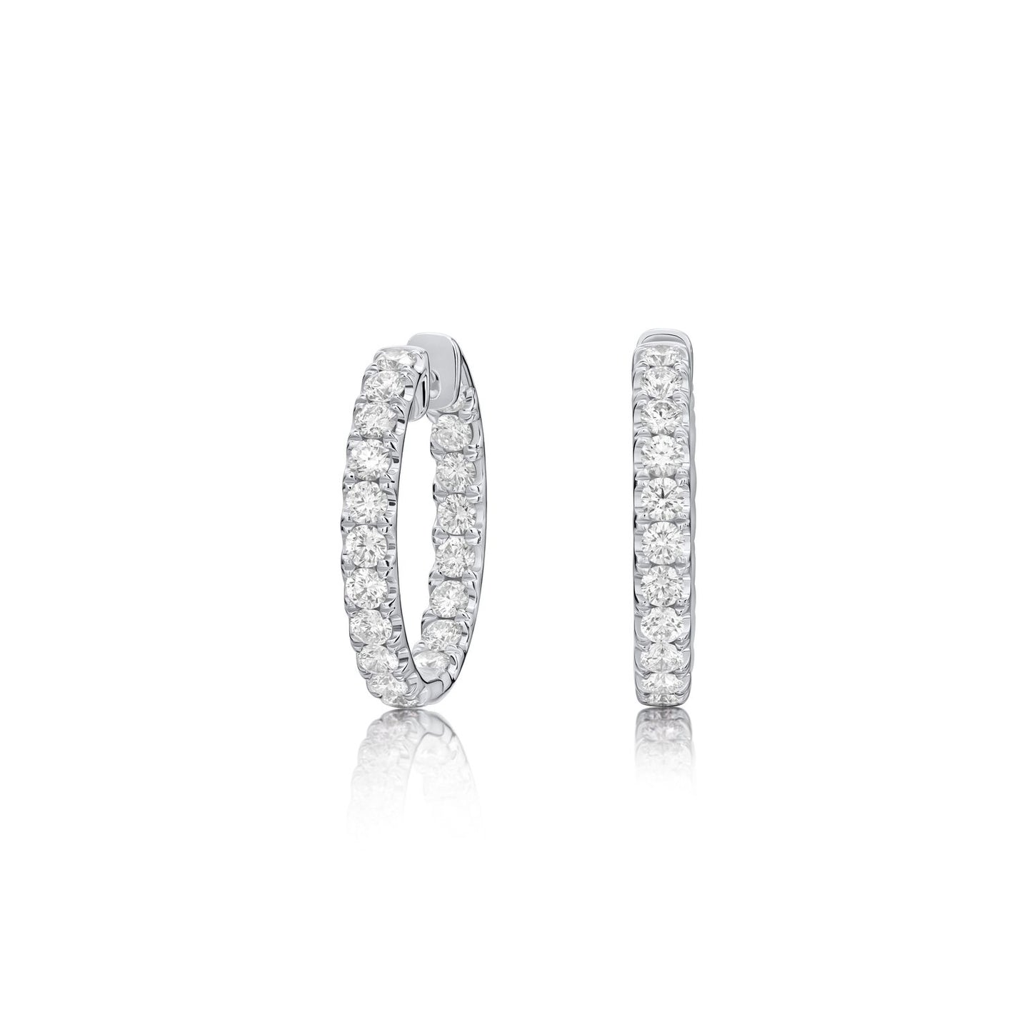 18ct White Gold Round Brilliant Cut Diamond Hoop Earrings