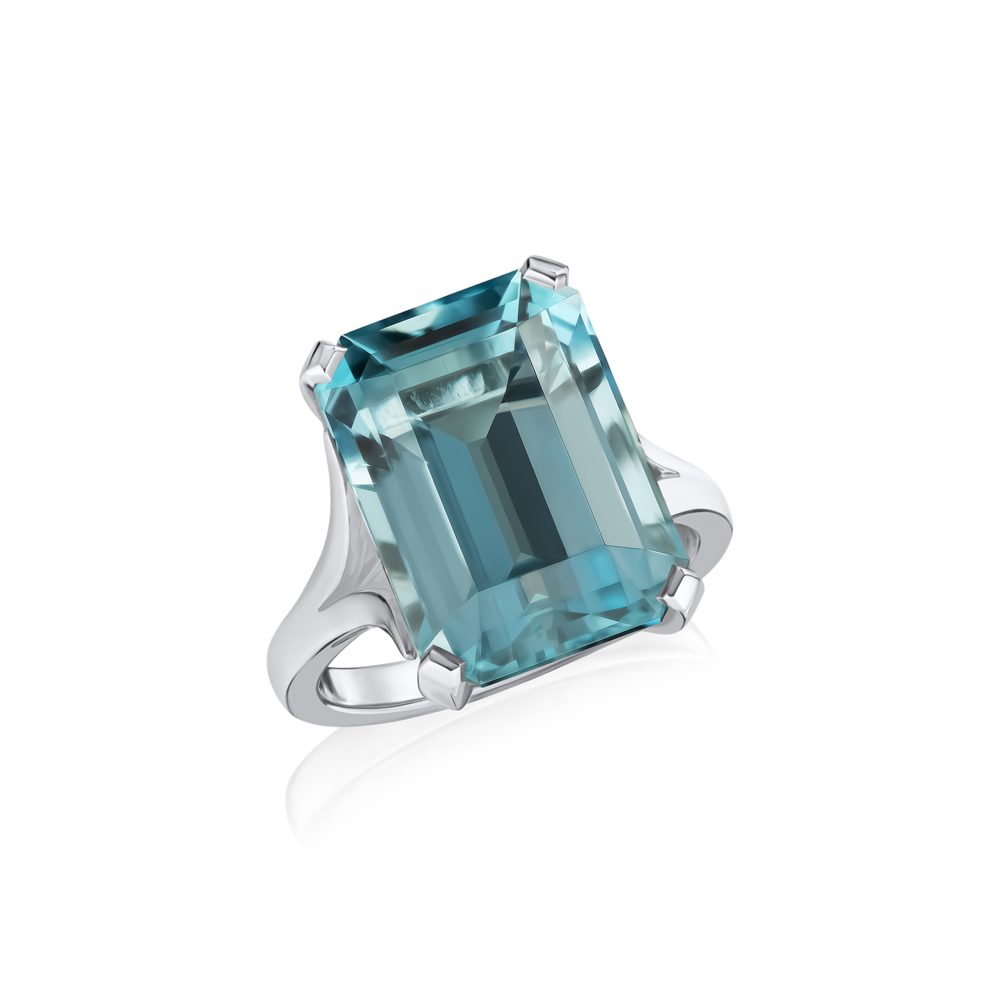 12.36cts Octagon Aquamarine Platinum Ring