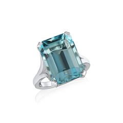 12.36cts Octagon Aquamarine Platinum Ring