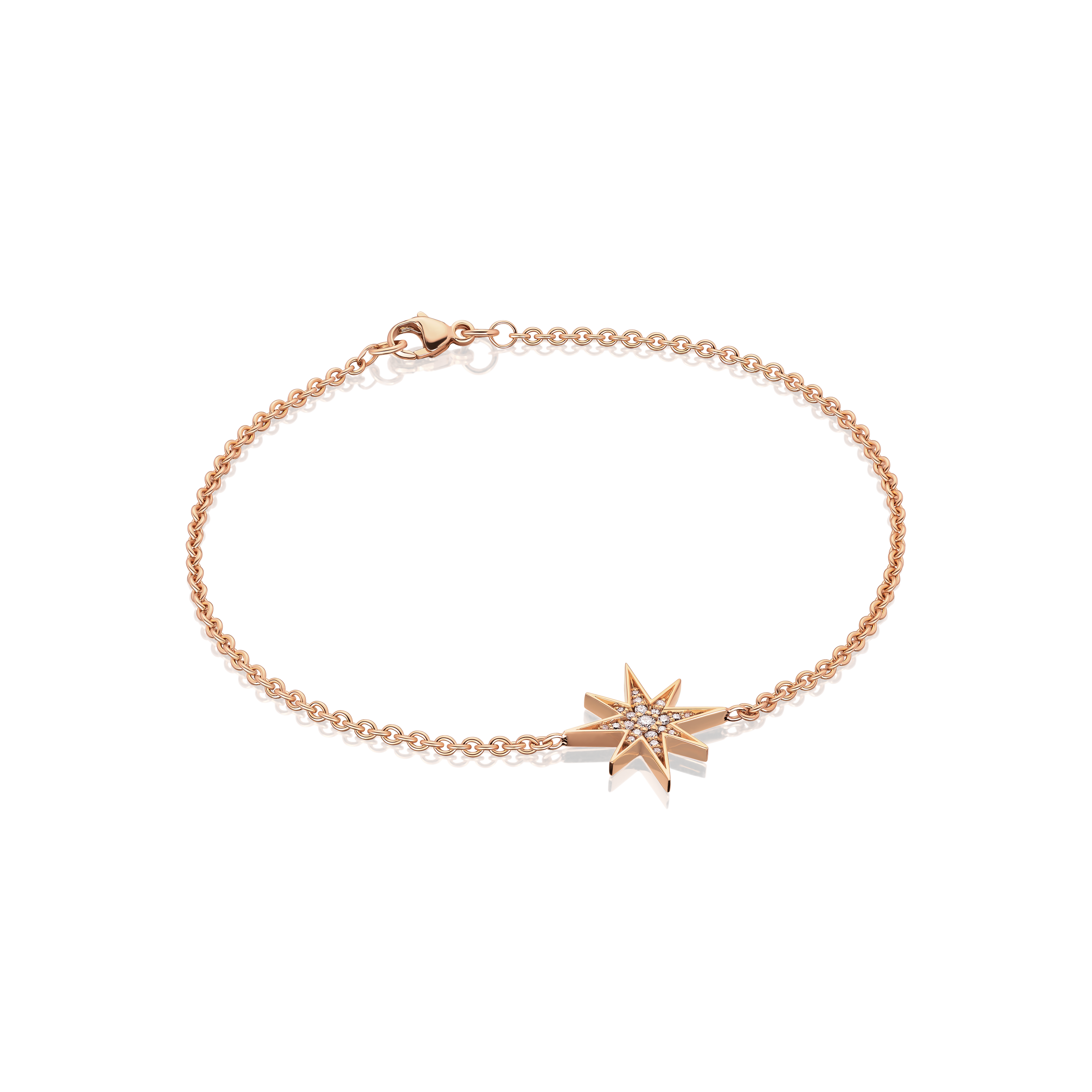 Sienna Collection 18ct Rose Gold Diamond Set Medium Star Bracelet