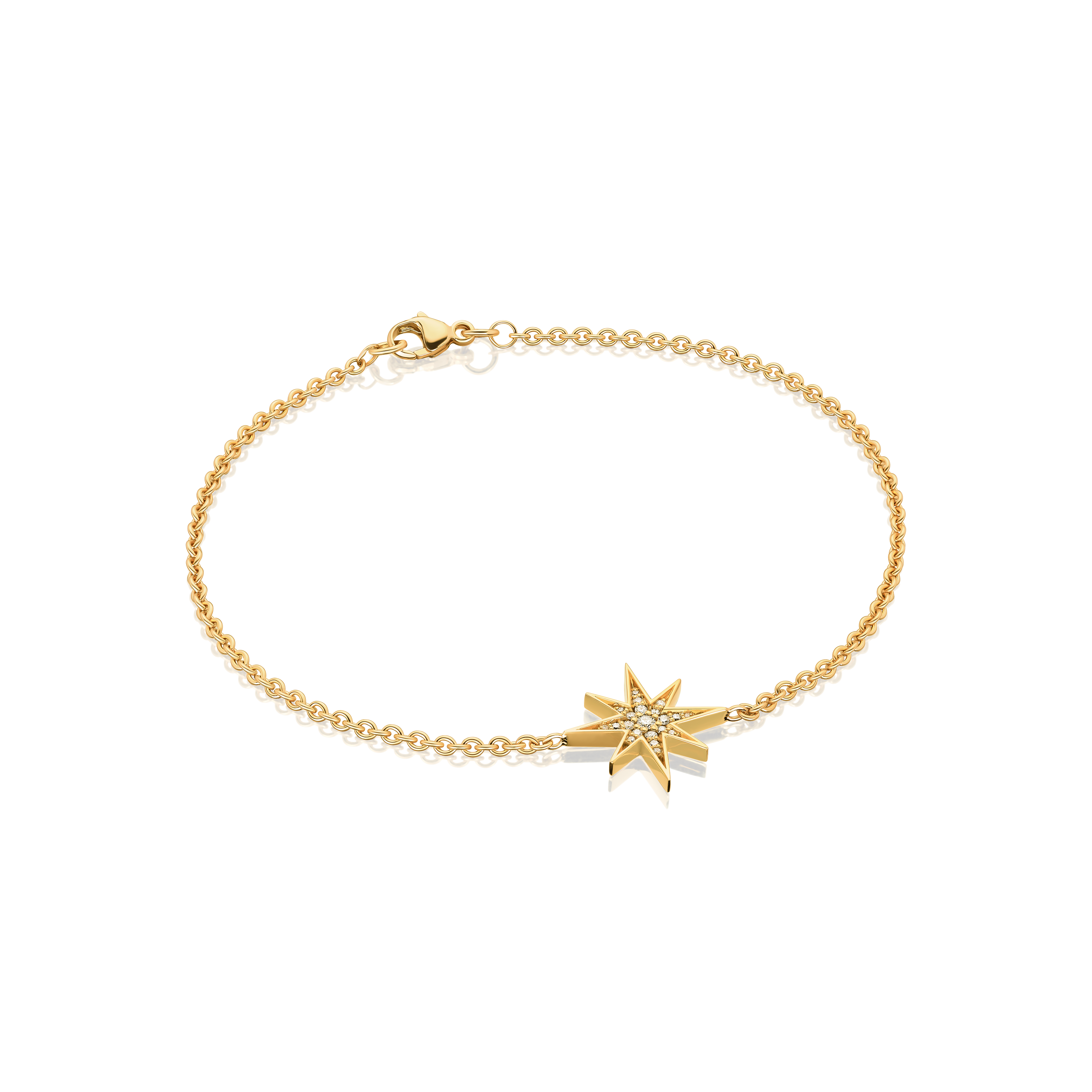 Sienna Collection 18ct Yellow Gold Diamond Set Medium Star Bracelet