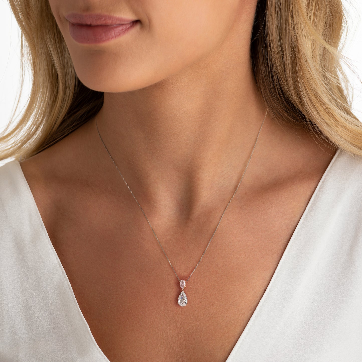 Natural Pink Diamond Pear Shape Drop Pendant