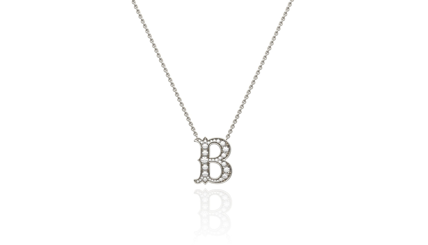 Platinum Diamond Set Initial Pendant