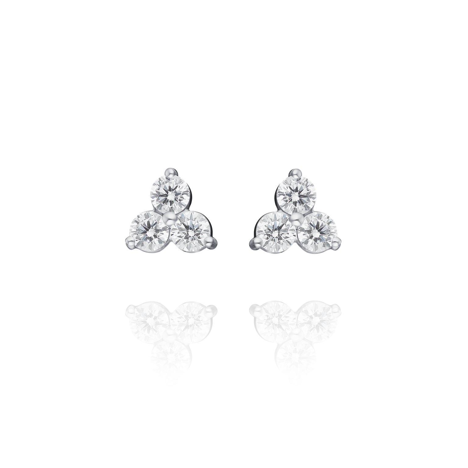 Trefoil 1.30cts Diamond Platinum Earrings G Collins Sons