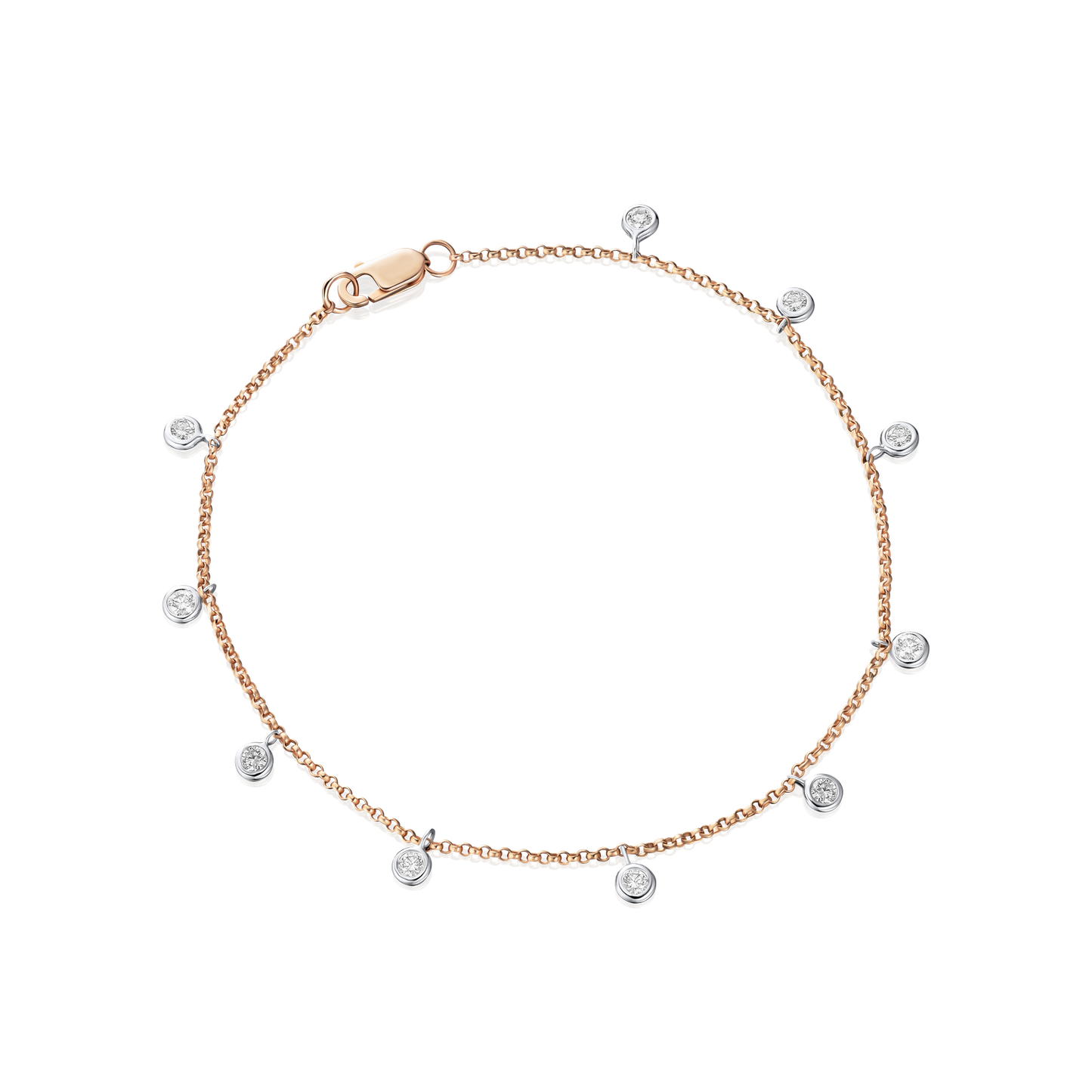 18ct Rose Gold Spectacle Set Diamond Bracelet