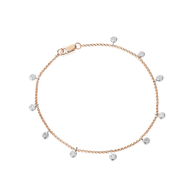 18ct Rose Gold Spectacle Set Diamond Bracelet