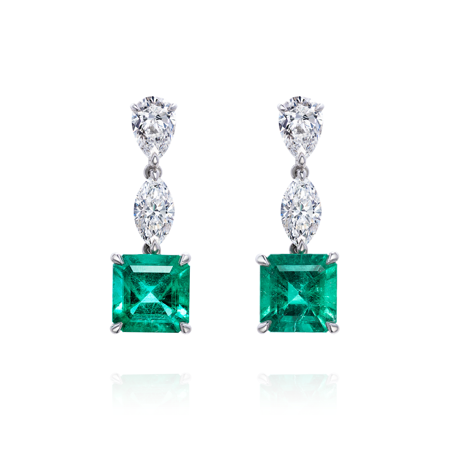 Colombian Emerald and Diamond Drop Earrings