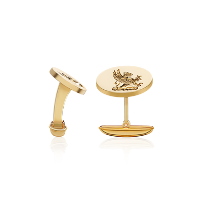 9ct Yellow Gold Seal Engraved Connection Cufflinks