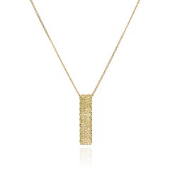 Yellow Diamond Double Row Gold Bar Pendant