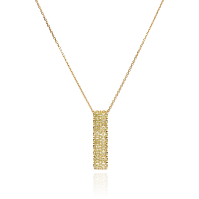 Yellow Diamond Double Row Gold Bar Pendant