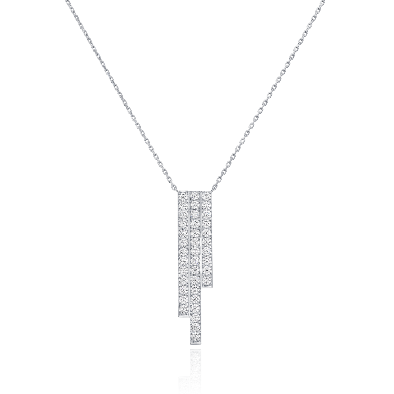 Skyline Collection Three Row Diamond Set Platinum Pendant