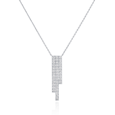 Skyline Collection Three Row Diamond Set Platinum Pendant
