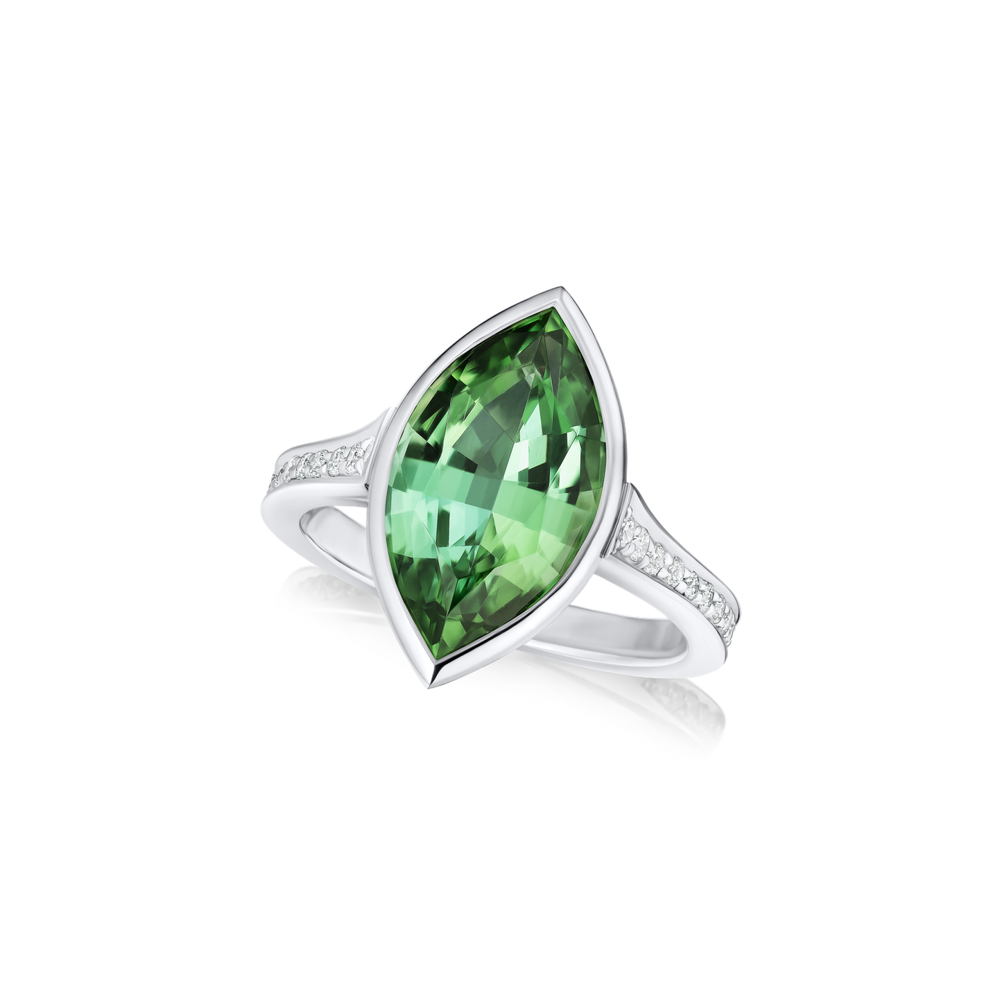 5.00cts Marquise Mint Tourmaline Platinum Ring