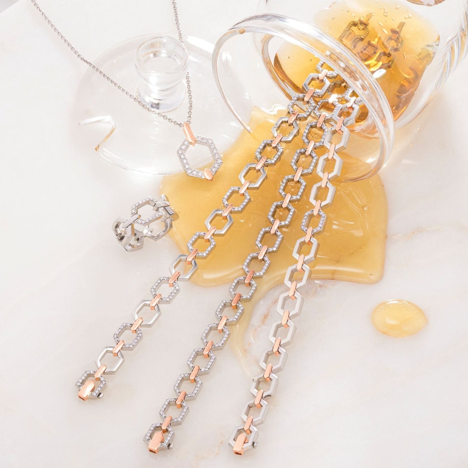 Nectar Collection Diamond Set Platinum and 18ct Rose Gold Bracelet