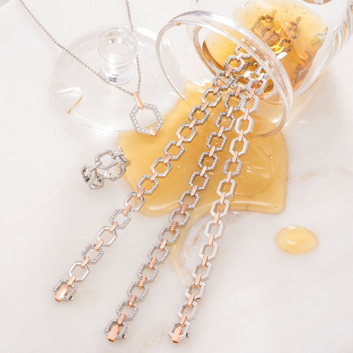 Nectar Collection Diamond Set Platinum and 18ct Rose Gold Bracelet