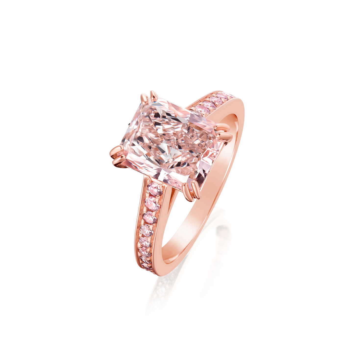 Cut-Cornered Rectangular, Natural, Fancy Pink Diamond Ring