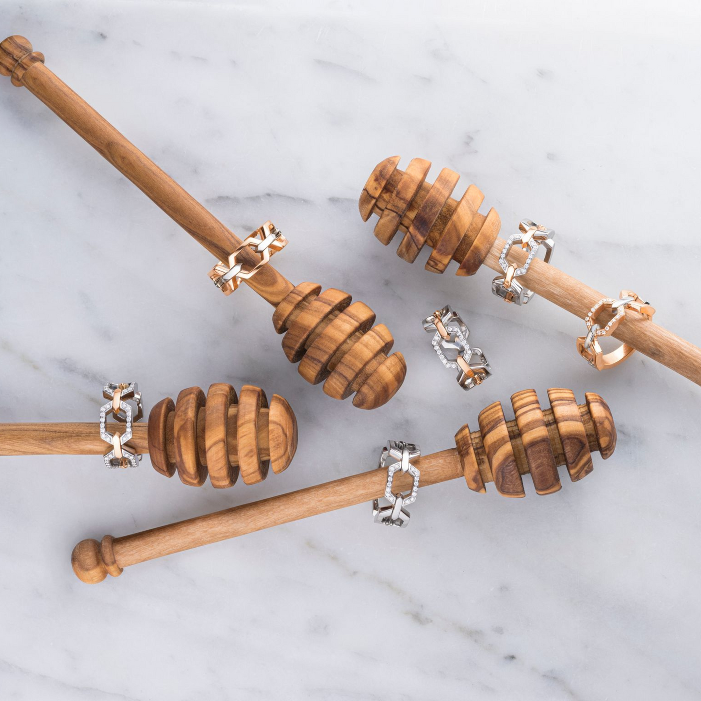 Nectar Collection 18ct Rose Gold and Platinum Diamond Set Ring