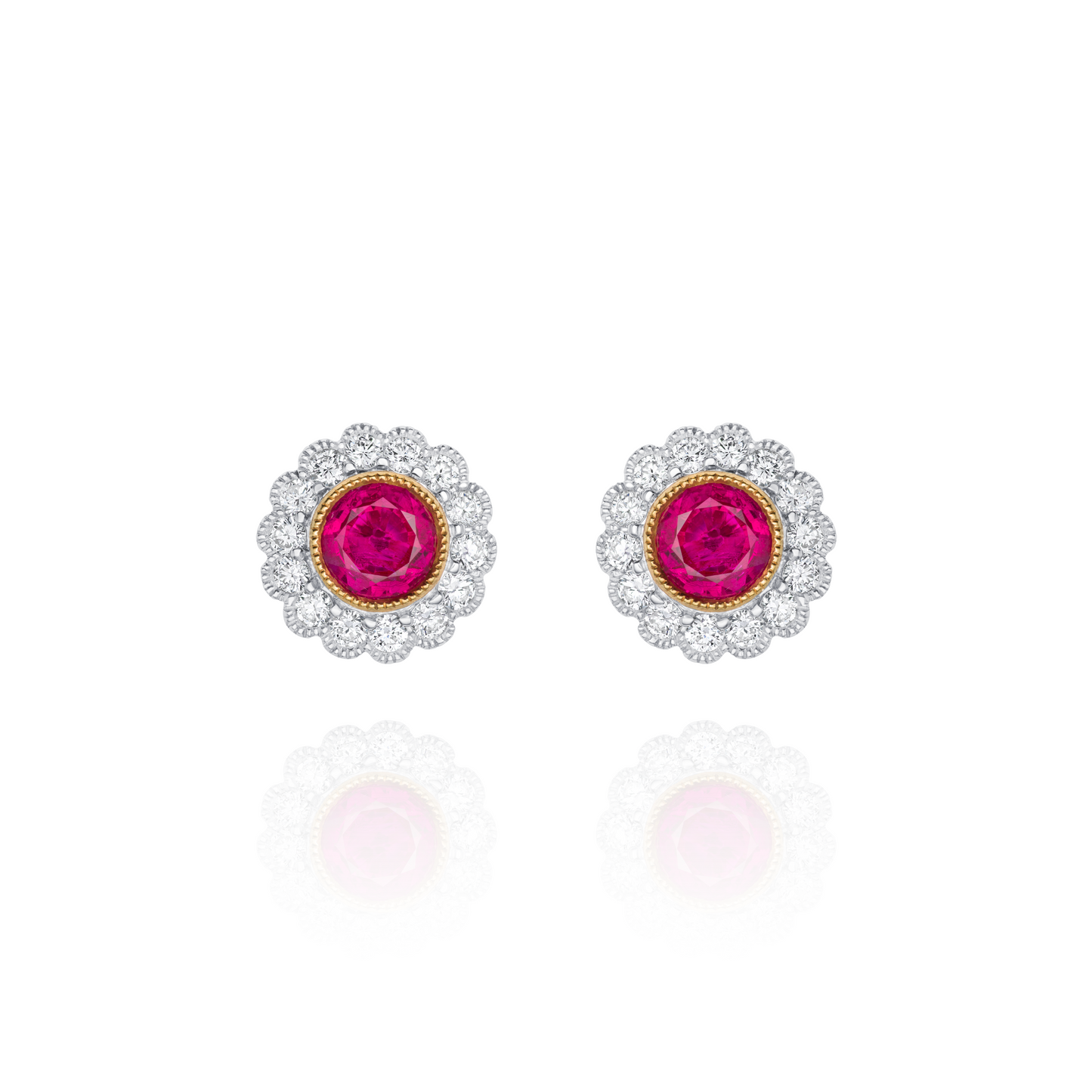 Ruby and Diamond Cluster Earrings