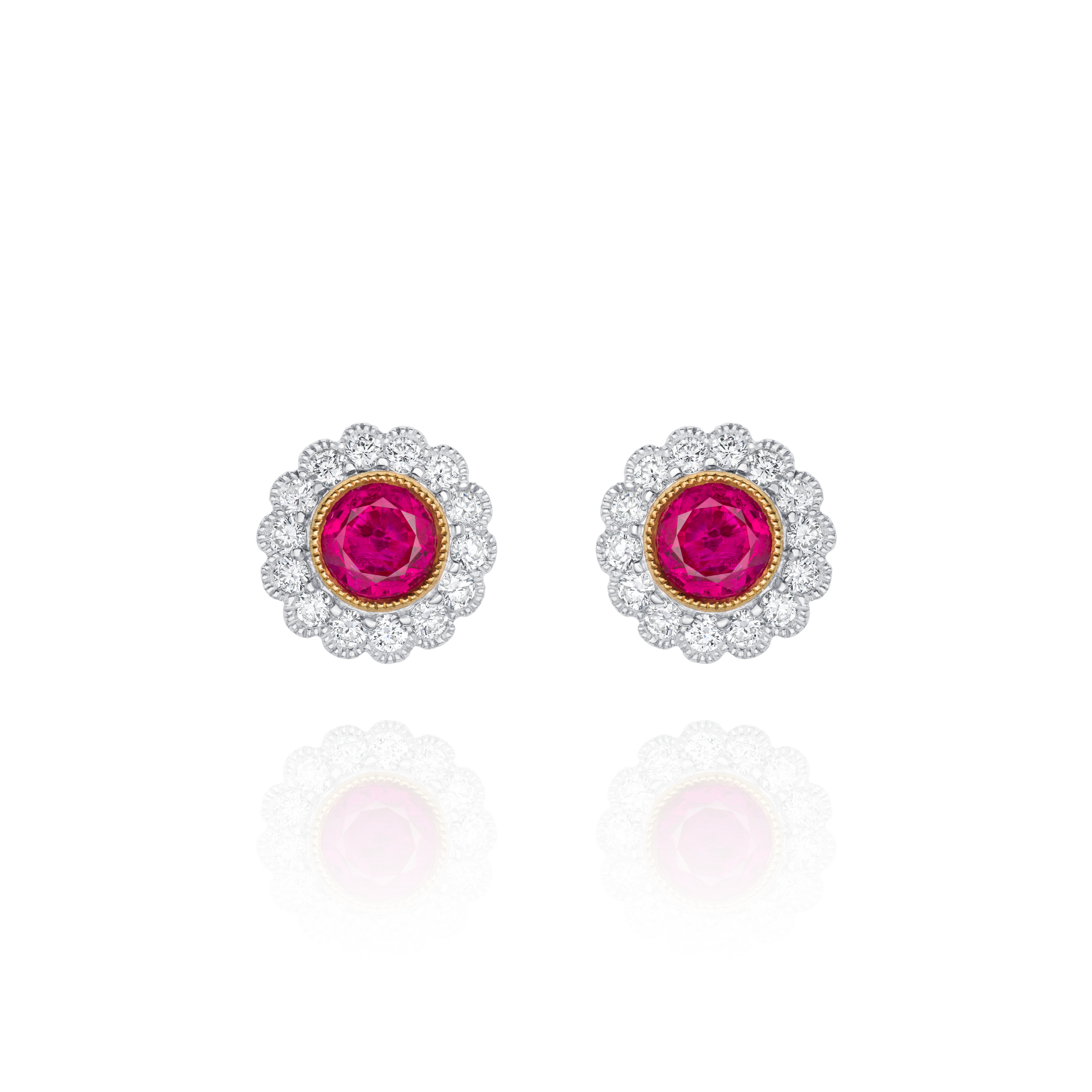 Ruby and Diamond Cluster Earrings