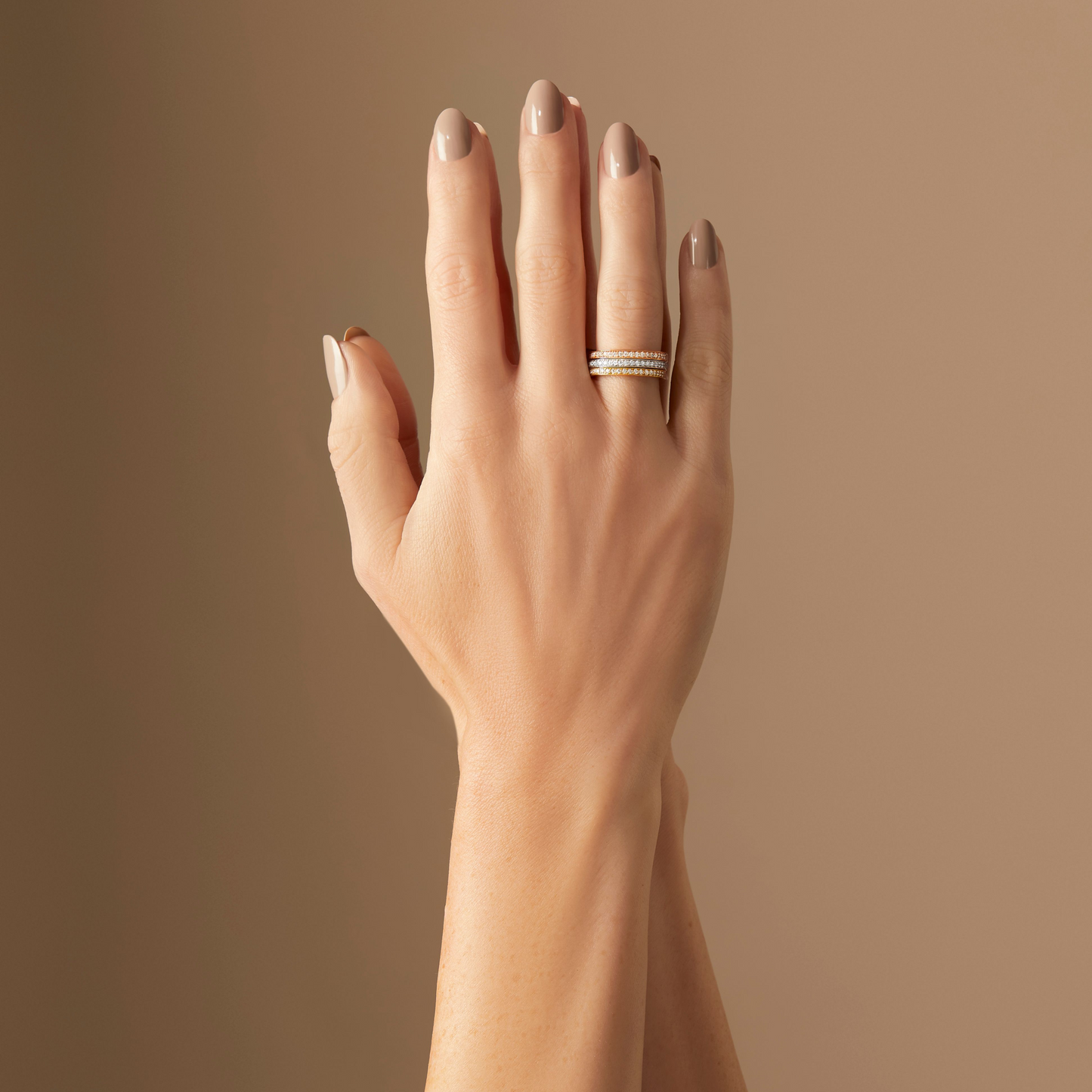 Skyline Collection 18ct Rose Gold Diamond Set Ring 2mm