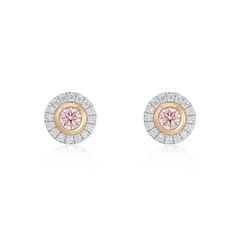 Pink and White Diamond Cluster Earrings