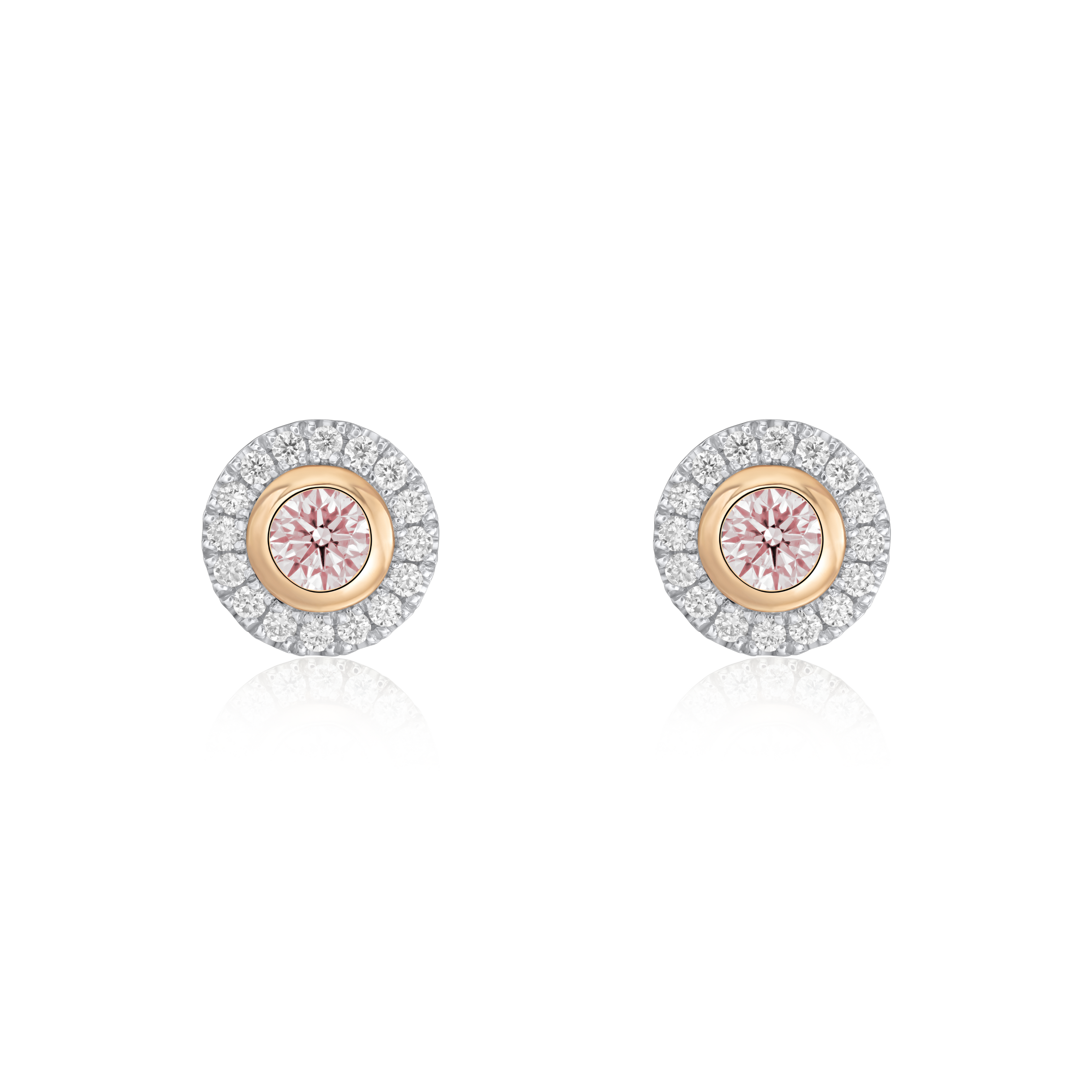 Pink and White Diamond Cluster Earrings