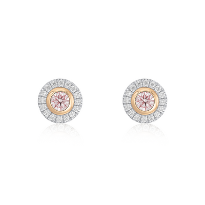Pink and White Diamond Cluster Earrings