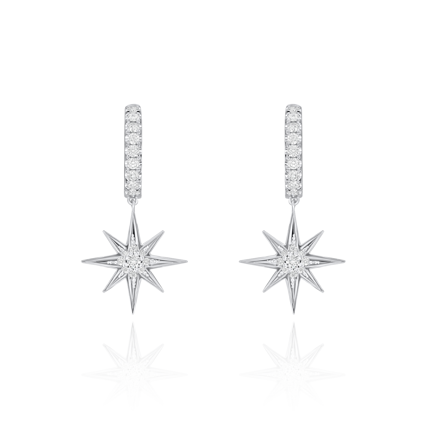 Sienna Collection 18ct White Gold Diamond Set Hoop Drop Earrings