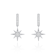 Sienna Collection 18ct White Gold Diamond Set Hoop Drop Earrings