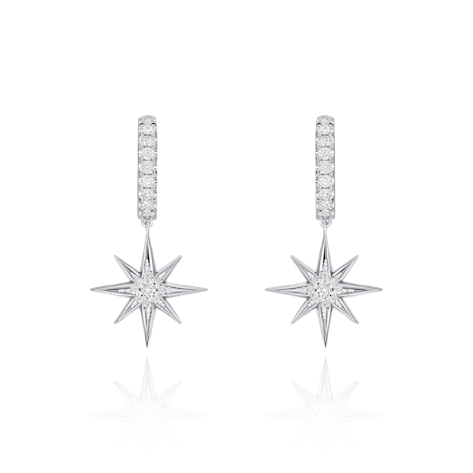 Sienna Collection 18ct White Gold Diamond Set Hoop Drop Earrings