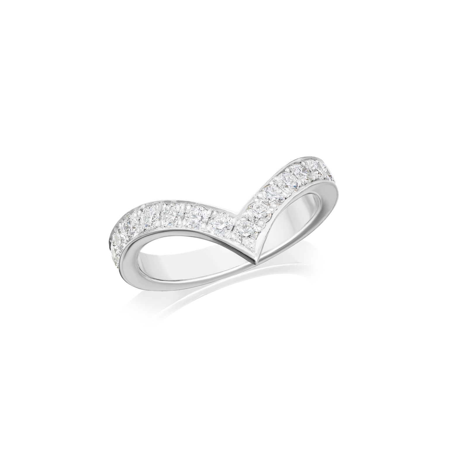 3mm Platinum Wishbone Diamond Ring