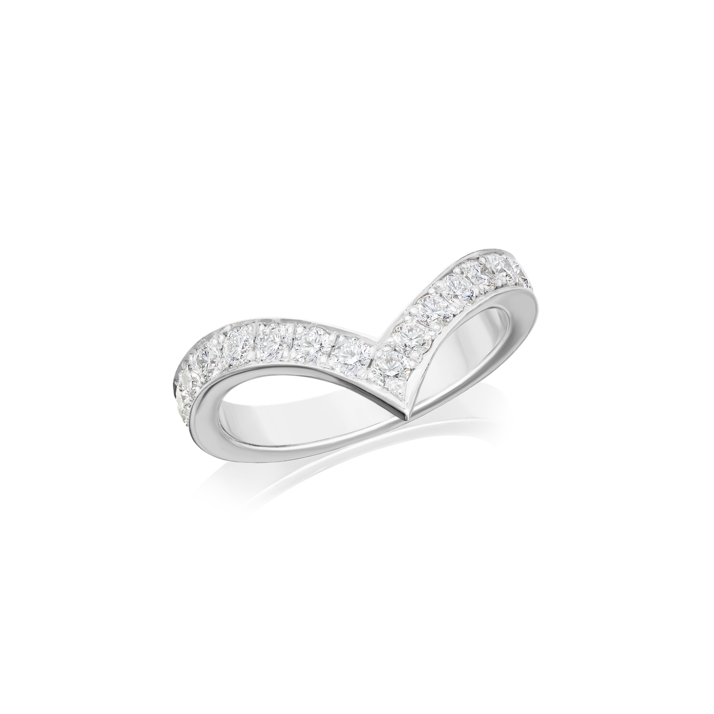 3mm Platinum Wishbone Diamond Ring